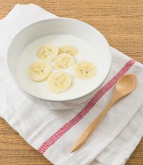 Bowl of Homemade Yoghurt with Organic Banana