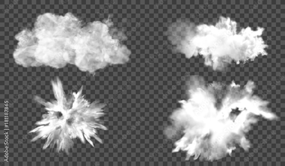Poster vector set of realistic isolated cloud on the transparent background.
