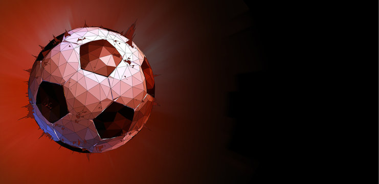 Polygonal football with star burst on space BG