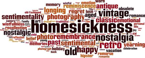Homesickness word cloud