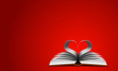 Book pages in shape of heart