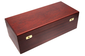brown wooden casket isolated on white