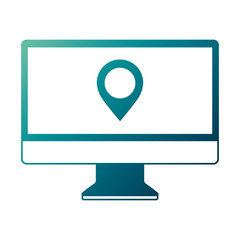 monitor computer pointer map on screen app vector illustration