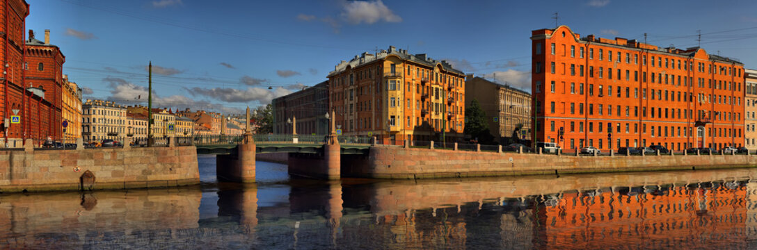 The intersection of the Fontanka river and Griboedov canal in Saint Petersburg