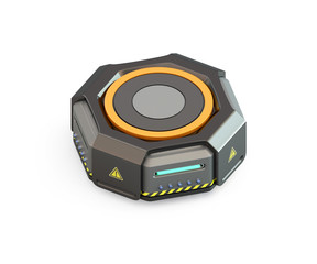 Fototapeta premium Black warehouse robot carrier isolated on white background. 3D rendering image.