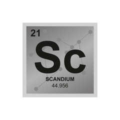 Vector symbol of Scandium from the Periodic Table of the elements on the background from connected molecules