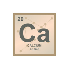 Vector symbol of Calcium from the Periodic Table of the elements on the background from connected molecules