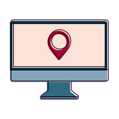 monitor computer pointer map on screen app vector illustration