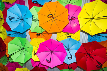 Fototapeta na wymiar umbrellas with many colours