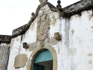 Nossa Senhora dos Prazeres de Paranaguá Fortress, detail of the entrance of the tourist and historical point of the fort of the ilha do Mel (Honey Island) in Paraná state of Brazil.