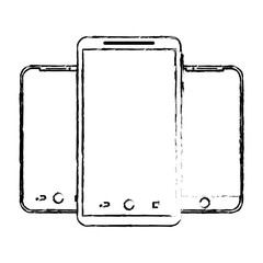 set of mobile phone gadget with blank screen vector illustration