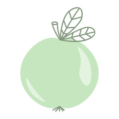 Green cartoon apple isolated on a white background. Vector illustration.