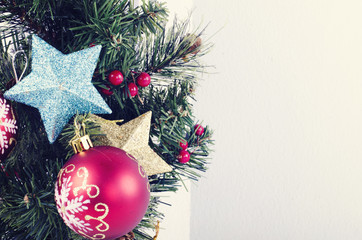 Closeup image of Christmas background with festival decoration