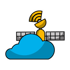 gps navigation cloud satellite connection vector illustration