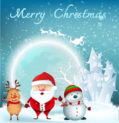 Merry Christmas Everyone, Vintage Background With Red sky. vector design