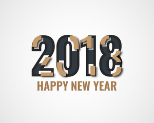 Happy new year 2018. Greetings card. Colorful design. Vector illustration.