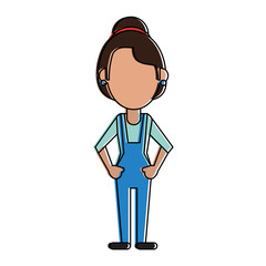 Woman with overrall faceless avatar icon vector illustration graphic design