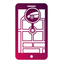 smartphone gps navigation map and pin car app vector illustration