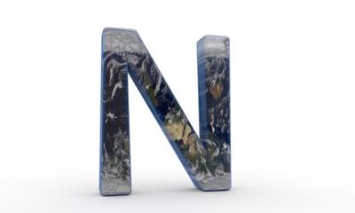 World plated letter N background paper, 3d rendering
