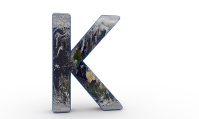 World plated letter K background paper, 3d rendering
