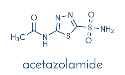 Acetazolamide diuretic drug molecule (carbonic anhydrase inhibitor). Skeletal formula.