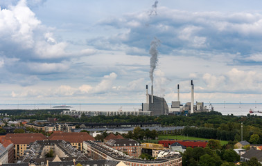 Panorama of Copenhagen including power station