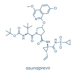 Asunaprevir hepatitis C virus (HCV) drug molecule. Skeletal formula.