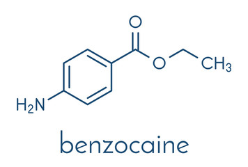 Benzocaine local anesthetic drug molecule. Skeletal formula.