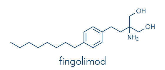 Fingolimod multiple sclerosis (MS) drug molecule. Skeletal formula.