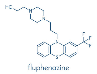 Fluphenazine antipsychotic drug molecule. Skeletal formula.