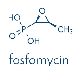 Fosfomycin (phosphomycin, phosphonomycin) antibacterial drug molecule. Used in treatment of urinary tract infections. Skeletal formula.