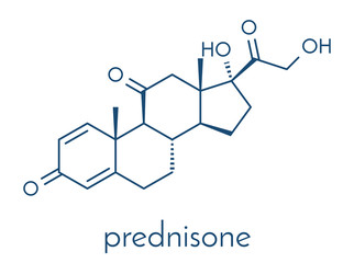 Prednisone corticosteroid drug molecule. Skeletal formula.