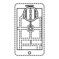smartphone gps navigation map and pin road app vector illustration