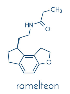 Ramelteon insomnia drug molecule. Skeletal formula.