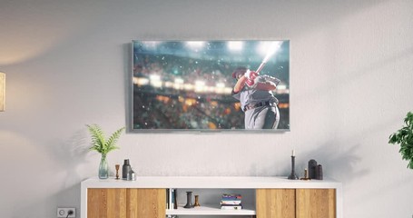 Baseball game on living room tv set - Powered by Adobe