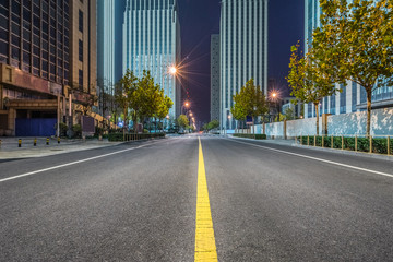 city road through modern buildings in beijing