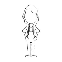 Woman with overrall faceless avatar icon vector illustration graphic design
