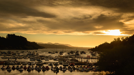 a beautiful sunset from pucon beach, Chile