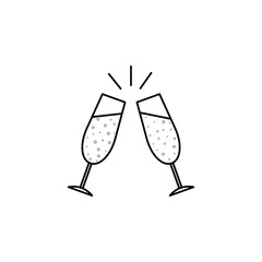 champagne glasses silhouettes line icon © gunayaliyeva