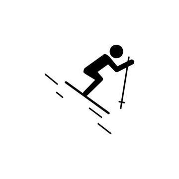 Skiing icon. Simple winter games icon. Simple winter elements icon. Can be used as web element, playing design icon