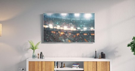 Rugby game moment on Tv set - Powered by Adobe