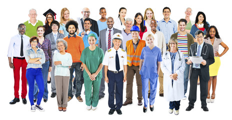 Obraz premium Group of Multiethnic Diverse Mixed Occupation People