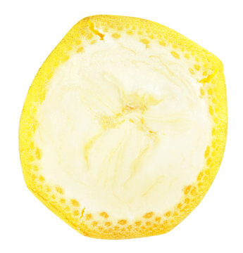 Slice of ripe yellow banana isolated on white background