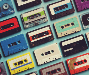 Vintage cassette tapes collection - obrazy, fototapety, plakaty