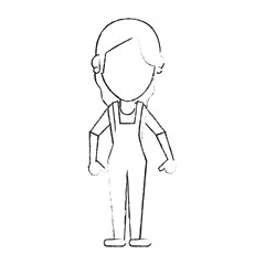 Woman with overrall faceless avatar icon vector illustration graphic design