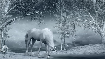 Unicorn near a frozen creek © Melkor3D