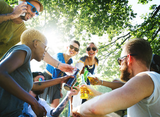 Friends having a summer party