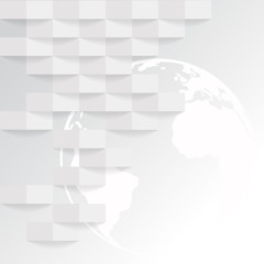 White modern abstract background with world globe, technology background