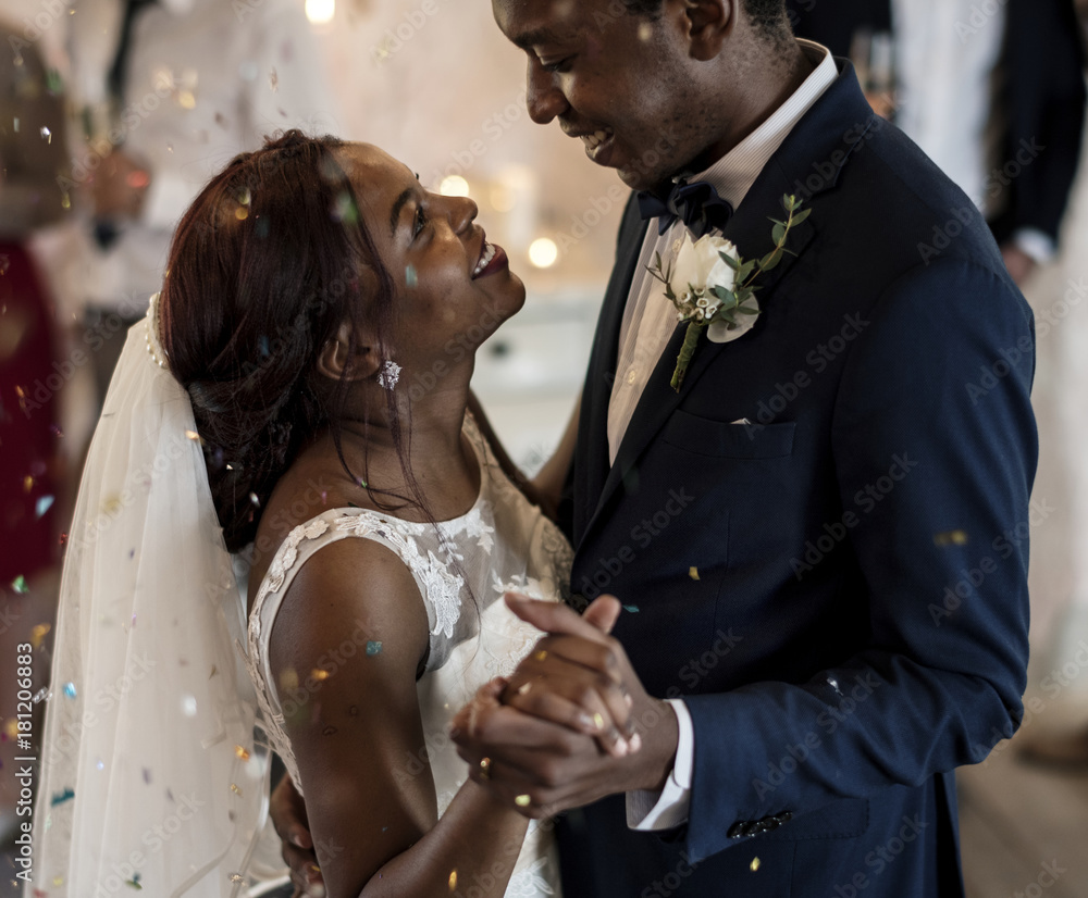 Wall mural bridge and groom wedding day