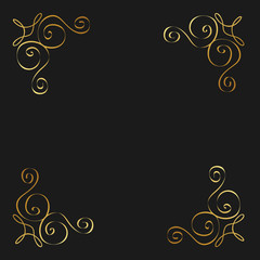 golden calligraphic flourishes decorative ornament design element swirl vector illustration